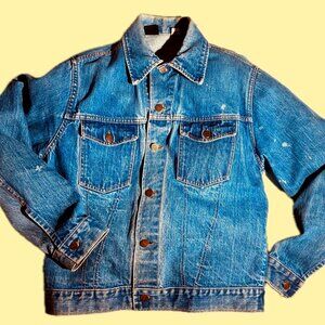 VINTAGE 1960'S ROEBUCK & CO LARGE DENIM JACKET MADE IN THE USA